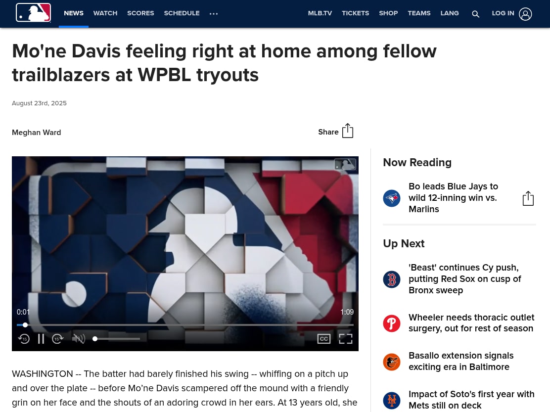 MLB: Mo’ne Davis feeling right at home among fellow trailblazers at WPBL tryouts